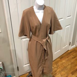 Asos Bell-sleeve, v-neck, belted sheath dress